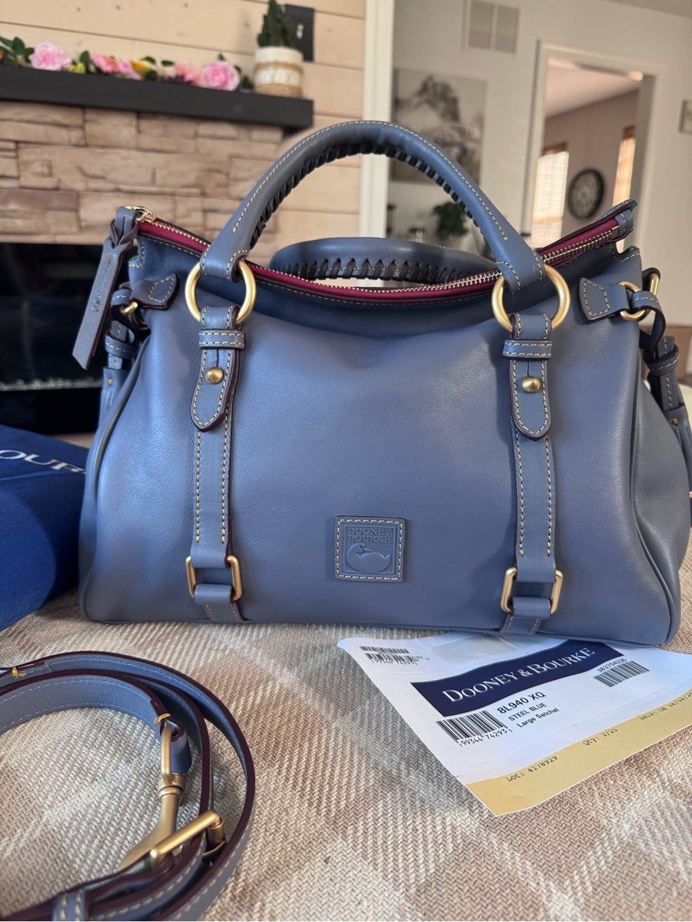 Dooney & Bourke Steel Blue Large Florentine Satchel